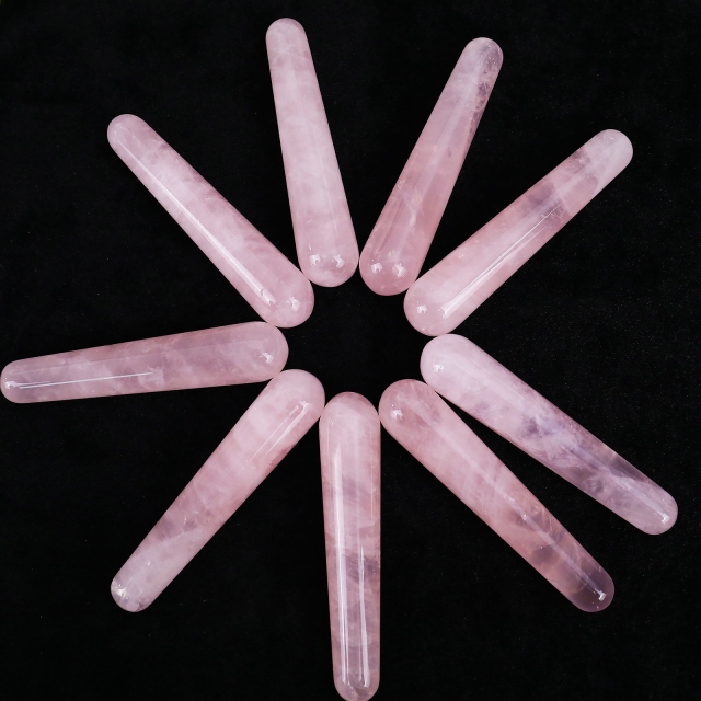 Rose Quartz Cylindrical Massager - Natural Crystal Face & Body Roller for Relaxation, Skin Tightening & Muscle Relief
