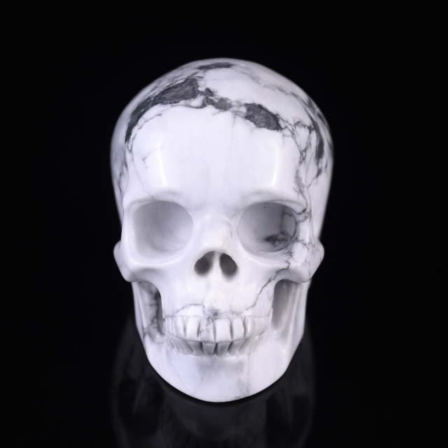 3.0" Howlite Hand Carved Crystal Realistic Skull Sculpture