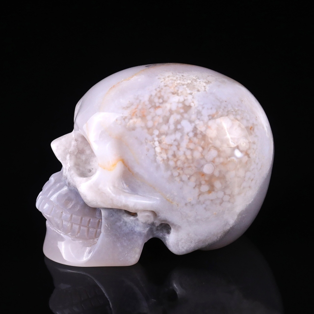 3.0" Natural Agate Hand Carved Crystal Realistic Skull Sculpture
