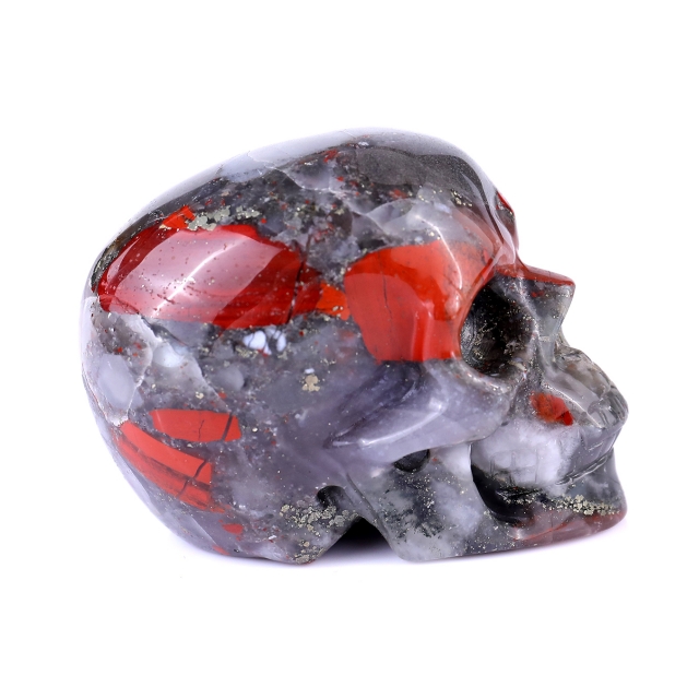 3.0" African Blood Stone Hand Carved Crystal Realistic Skull Sculpture