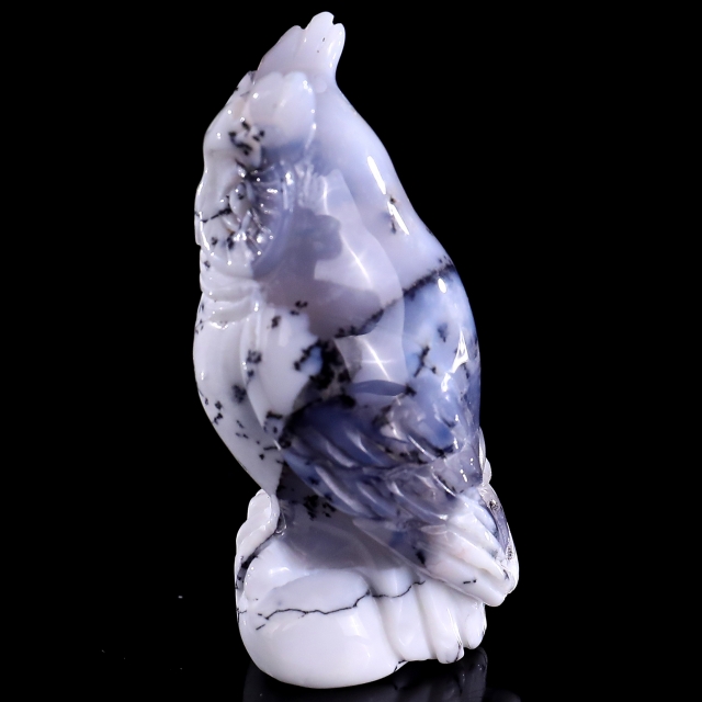 2.0" White Opal Hand Carved Crystal Owl Sculpture