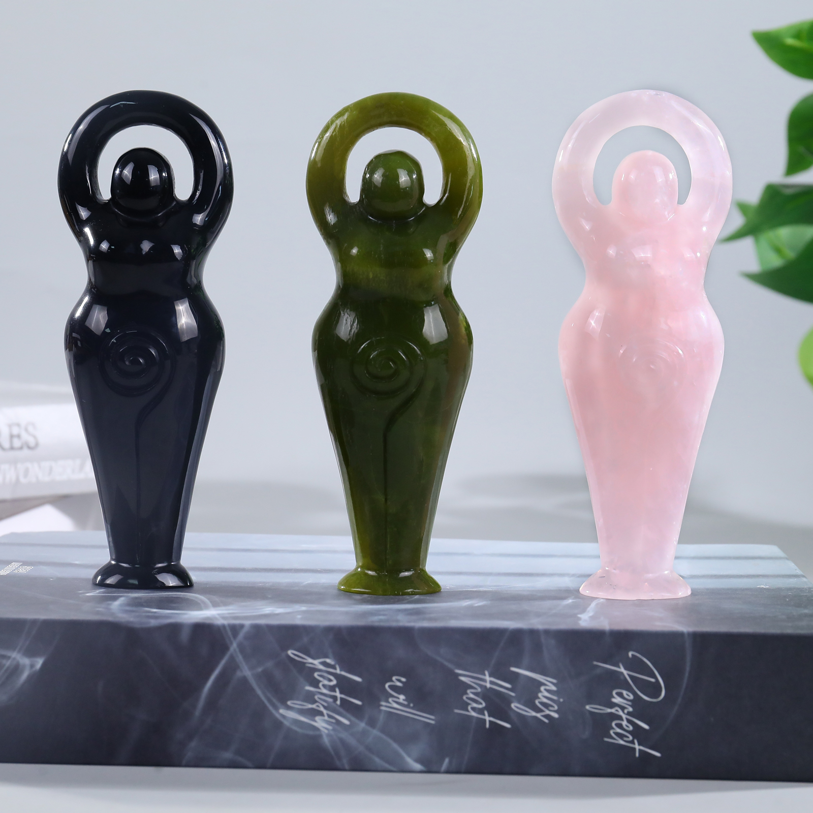 Various Jade Abstract Goddess Small Carvings - Handmade Natural Jade Figurines for Home Decor & Collection