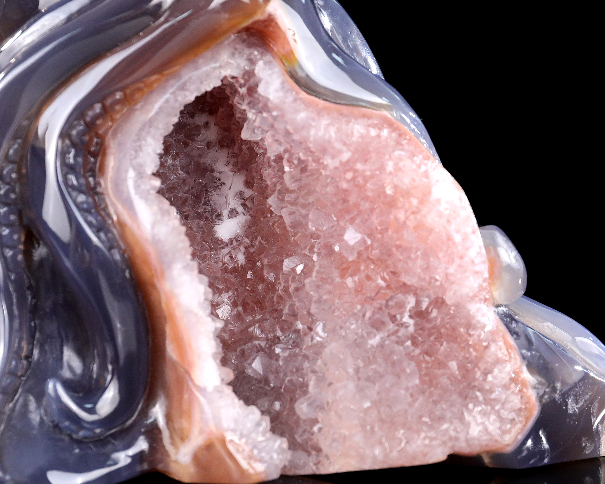 Handmade Geode Agate Octopus Carving - Natural Crystal Sculpture for Home Decor