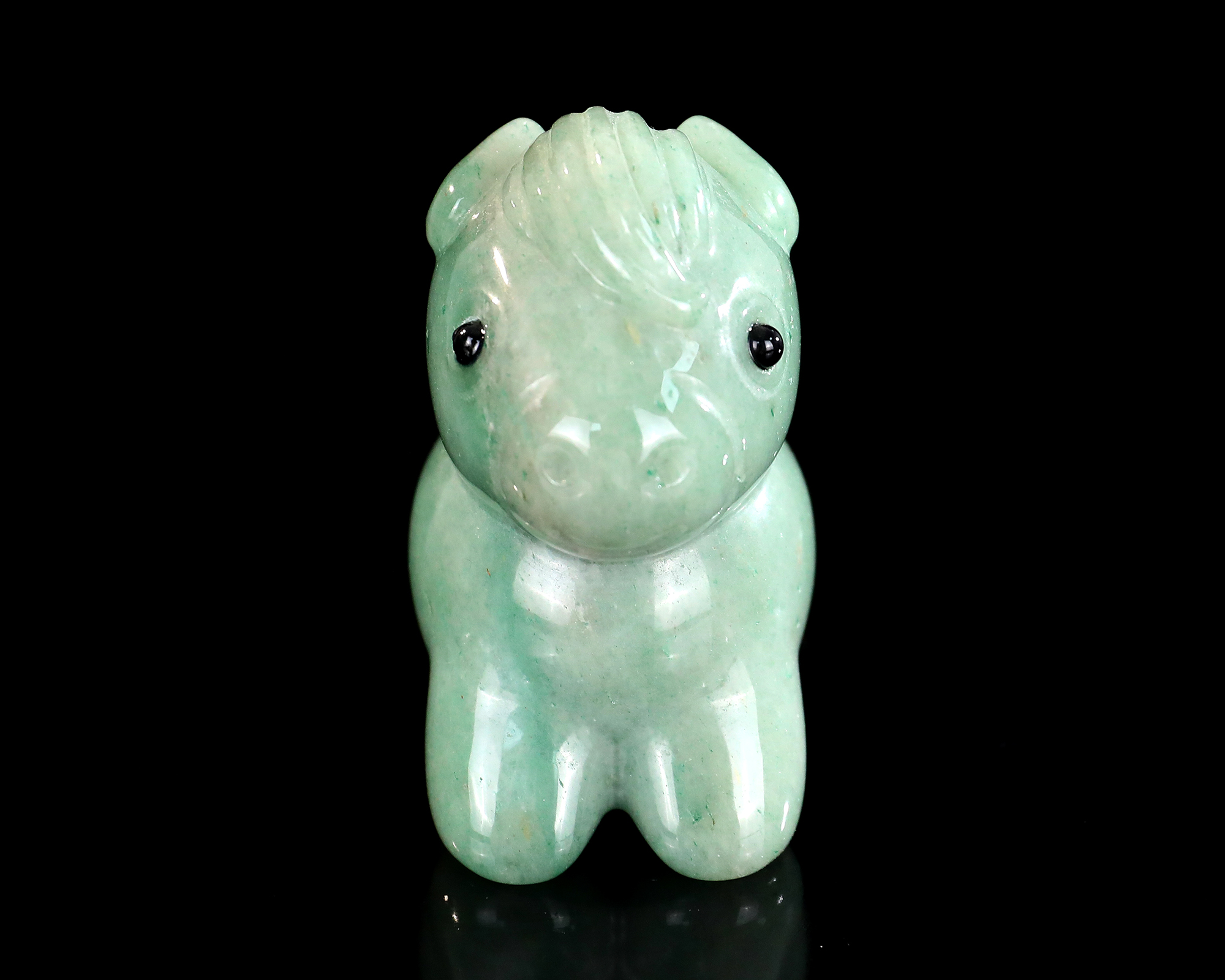 Natural Green Aventurine Cartoon Pony Carving - Handcrafted Cute Gemstone Sculpture for Home Decor & Gift