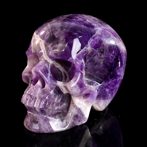 Natural Vitreous Amethyst Crystal Skull - Artisan Hand-Carved Gemstone Sculpture