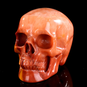 4.5" Hand-Carved Polished Natural Red Agate Skull - Artisan Gemstone Crystal Sculpture