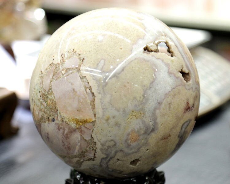 Handmade Amethyst Cherry Blossom Sphere - Healing Crystal for Calming Energy