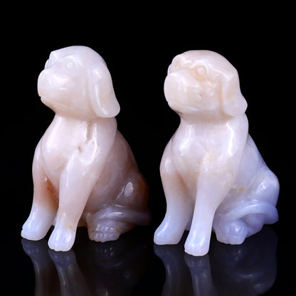 3.1" Blue Chalcedony Hand Carved Crystal Dog Sculpture