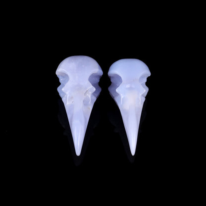 3.5" Blue Chalcedony Hand Carved Crystal Raven Skull Sculpture