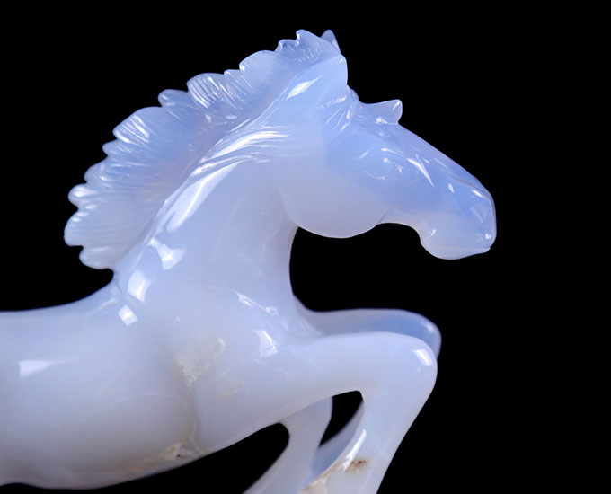 5.4" Blue Chalcedony Hand Carved Crystal Horse Sculpture