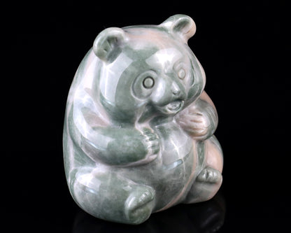 2.0" Jiulong Jade Hand Carved Crystal Panda Sculpture