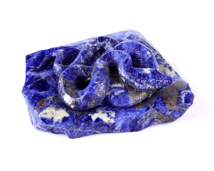 5.9" Sodalite Hand Carved Crystal Snake Sculpture