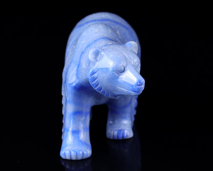 6.1" Sodalite Hand Carved Crystal Polar Bear Sculpture