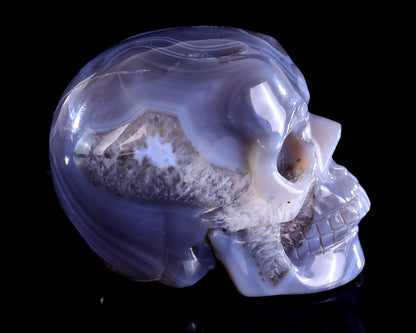 3.0" Hot Lava Agate Hand Carved Crystal Realistic Skull Sculpture