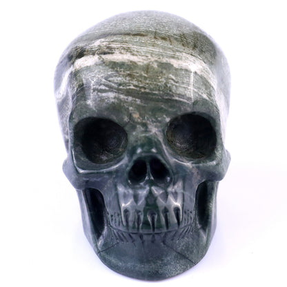 3.0" Jiulong Jade Hand Carved Crystal Realistic Skull Sculpture