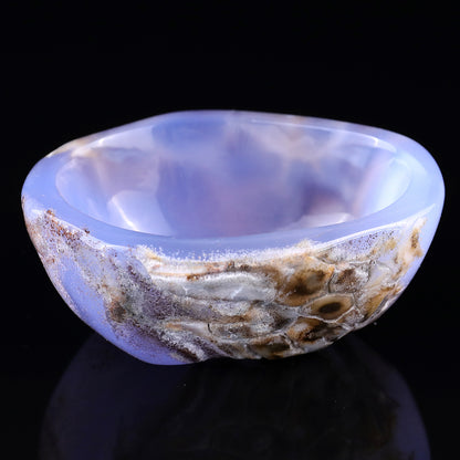 3.4" Blue Chalcedony Hand Carved Crystal Bowl