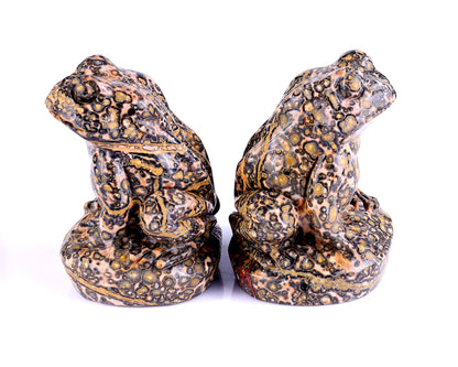 Natural Red Leopard Skin Jasper Hand Carved Crystal Frog Sculpture