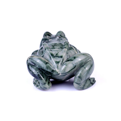 2.8" Jiulong Jade Hand Carved Crystal Frog Sculpture