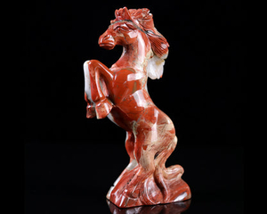 7.9" Red Jasper Hand Carved Crystal Horse Sculpture