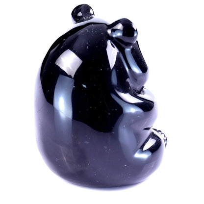 2.9" Black Obsidian Hand Carved Crystal Panda Sculpture