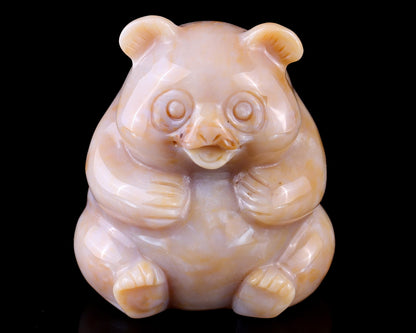 2.9" Chalcedony Hand Carved Crystal Panda Sculpture
