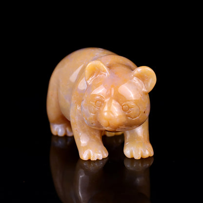 2.9" Chalcedony Hand Carved Crystal Panda Sculpture