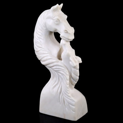 Amazing 10.2" White Jade Hand Carved Crystal Horse Sculpture