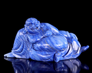 10" Blue Aventurine Hand Carved Crystal Buddha Sculpture