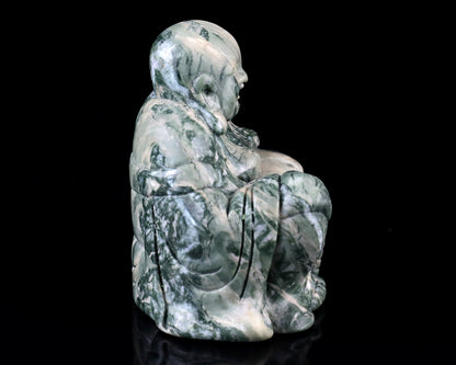 3.0" Jiulong Jade Hand Carved Crystal Buddha Sculpture