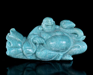 7.5" Amazonite Hand Carved Crystal Buddha Sculpture