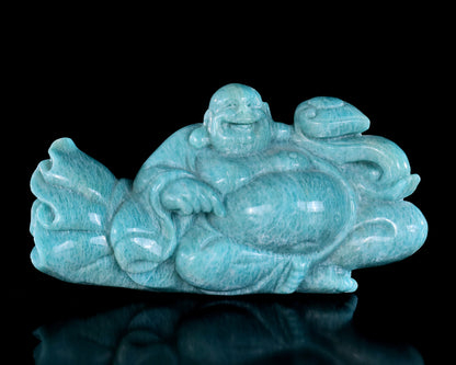 7.5" Amazonite Hand Carved Crystal Buddha Sculpture