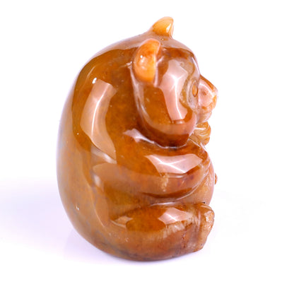 1.9" Chalcedony Hand Carved Crystal Panda Sculpture