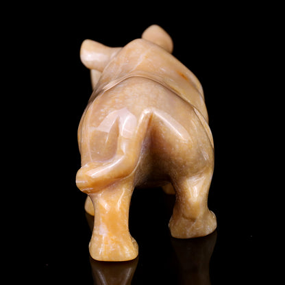 4.1" Chalcedony Hand Carved Crystal Rhinoceros Sculpture