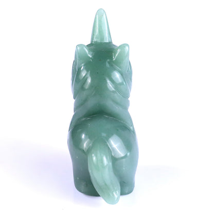 2.8" Green Aventurine Hand Carved Crystal Unicorn Sculpture
