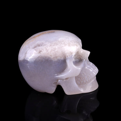 3.0" Agate Hand Carved Crystal Realistic Skull Sculpture