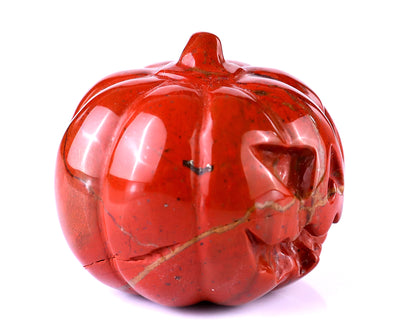 2.2” Natural Red Jasper Hand Carved Crystal Pumpkin Sculpture, Halloween Gift