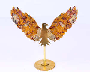 3.5" Crazy Lace Agate Hand Carved Crystal Eagle Wings Sculpture