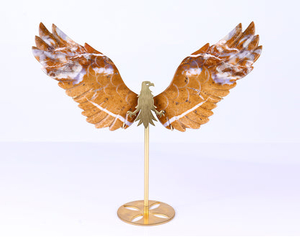 7.0" Chalcedony Hand Carved Crystal Eagle Wings Sculpture
