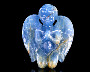 2.9" Blue Onyx Hand Carved Crystal Angel Sculpture
