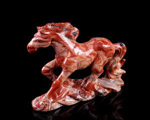 5.0" Red Jasper Hand Carved Crystal Horse Sculpture