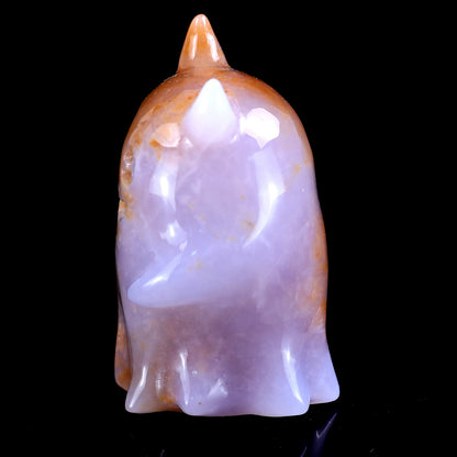 3.0” Natural Chalcedony Hand Carved Crystal Ghost Sculpture, Halloween Gift