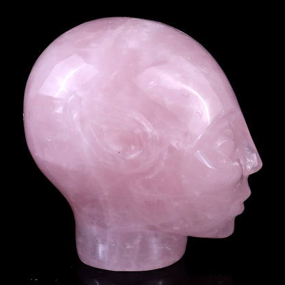 2.9" Rose Quartz Hand Carved Crystal Elf Alien Sculpture