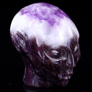 2.9"Dream Amethyst Hand Carved Crystal Elf Alien Sculpture