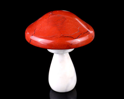 70mm Red Jasper Hand Carved Crystal Mushroom Sculpture