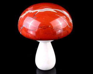80mm Red Jasper Hand Carved Crystal Mushroom Sculpture