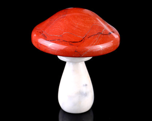 70mm Red Jasper Hand Carved Crystal Mushroom Sculpture