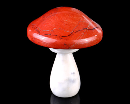 70mm Red Jasper Hand Carved Crystal Mushroom Sculpture