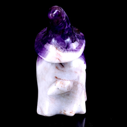 3.6” Natural Dream Amethyst Hand Carved Crystal Wizard Ghost Sculpture, Halloween Gift
