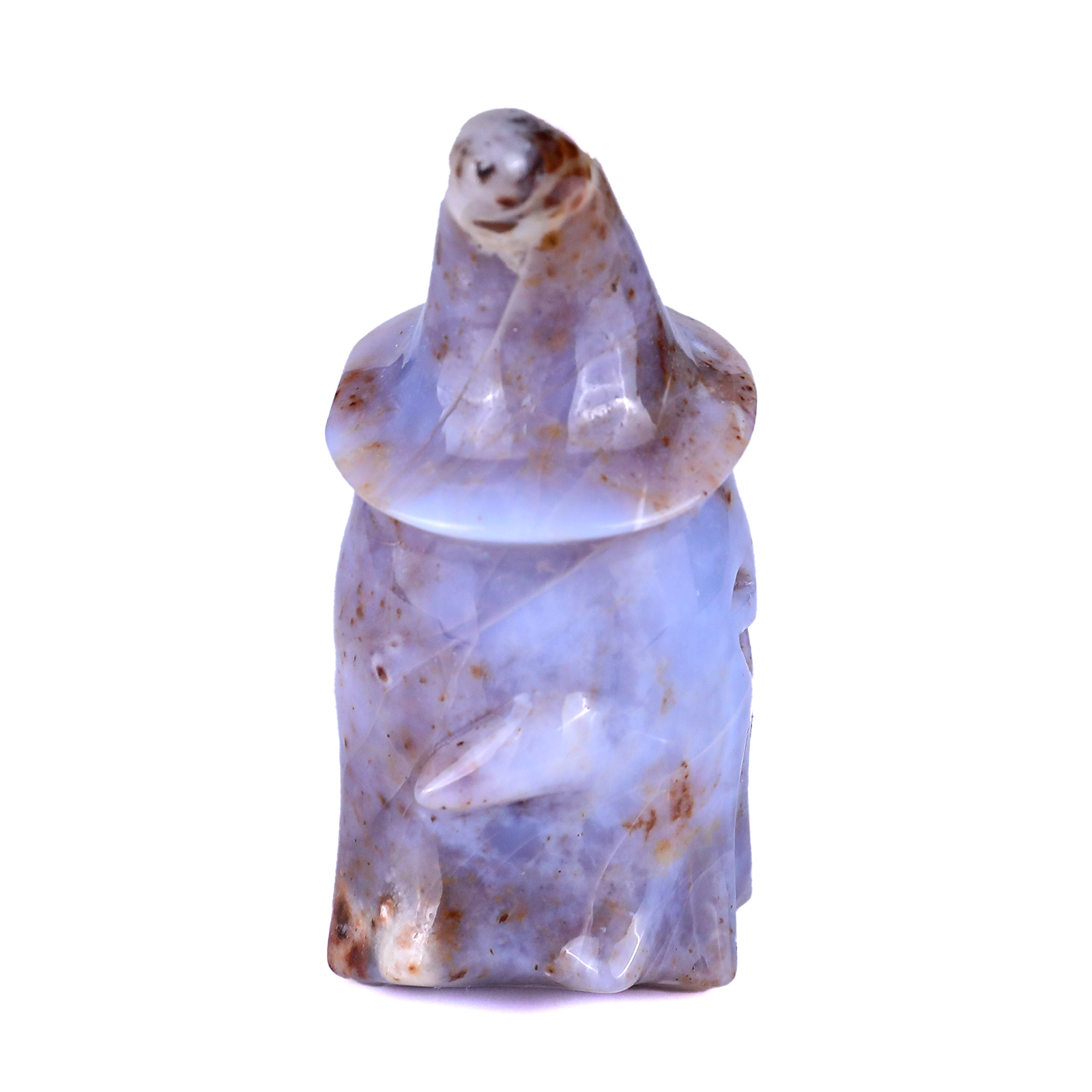 Pumpkin Blue Chalcedony Ornament Carved Crystal Ghost 