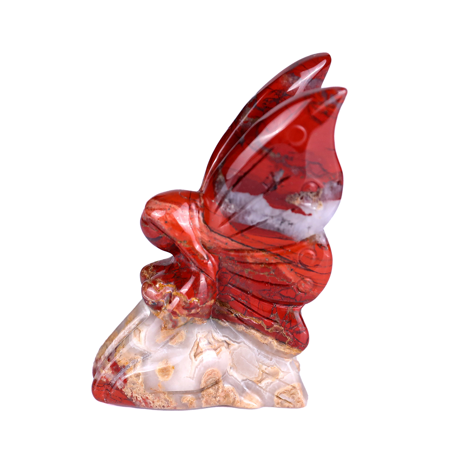 Red Jasper Flower Fairy Figurine Handcrafted